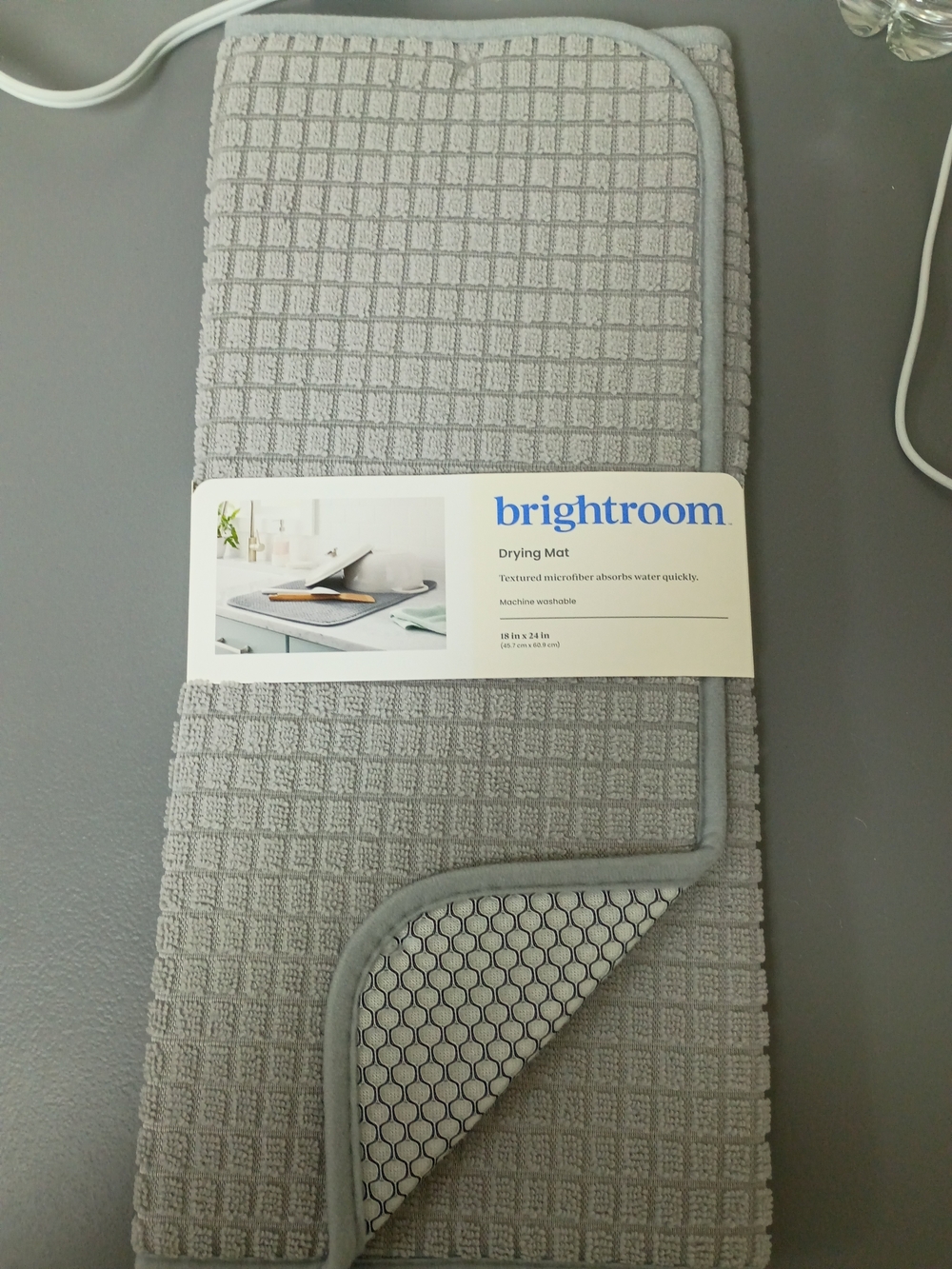 4 Count Brightroom Gray Microfiber Drying Mat — Absorbent Non-Slip Kitchen Mats